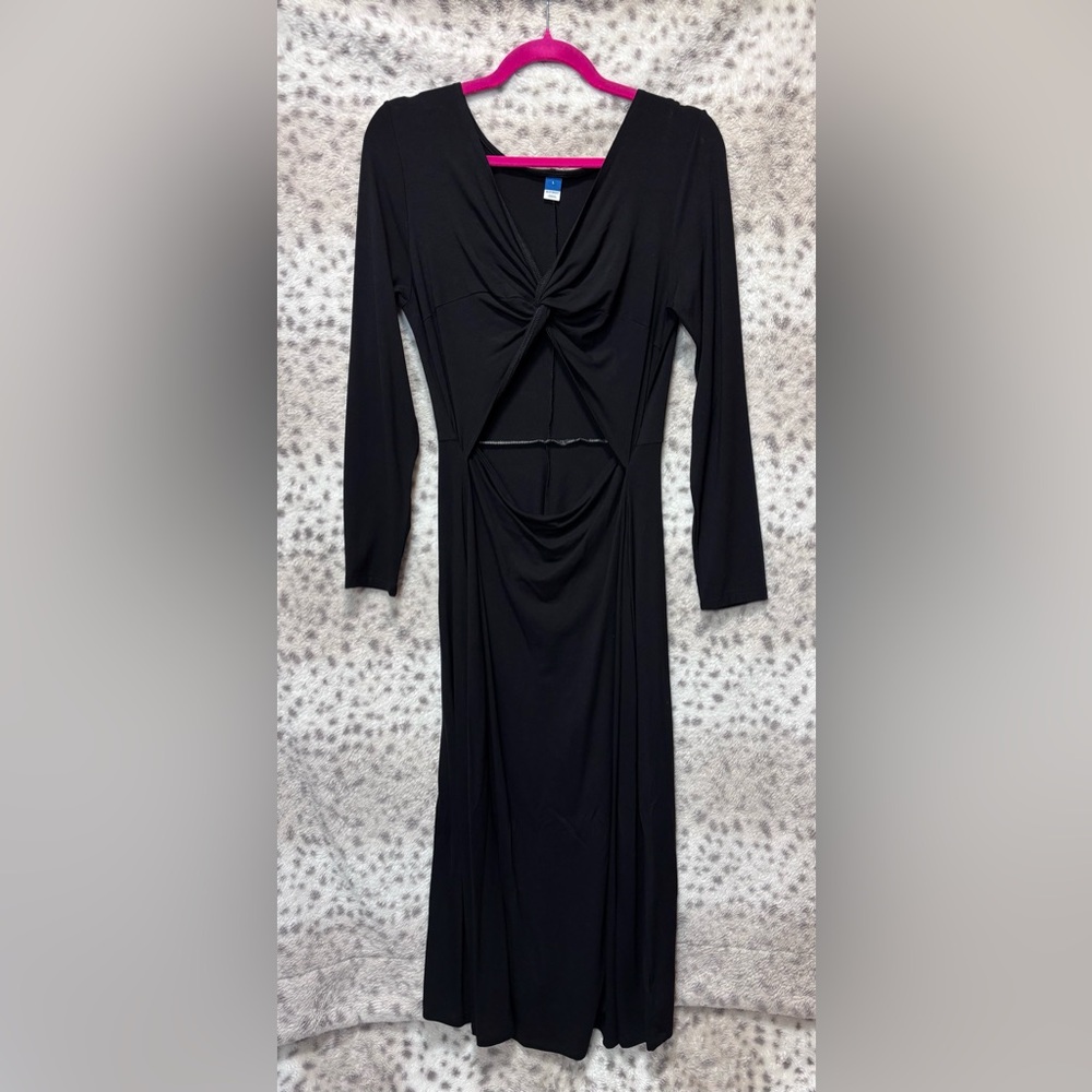 OLD NAVY TWIST FRONT FIT & FLARE CUT OUT MIDI DRESS